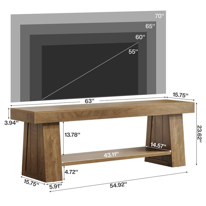 63" Entertainment Center for TVs up to 75 Inch, Extra Long TV Stand
