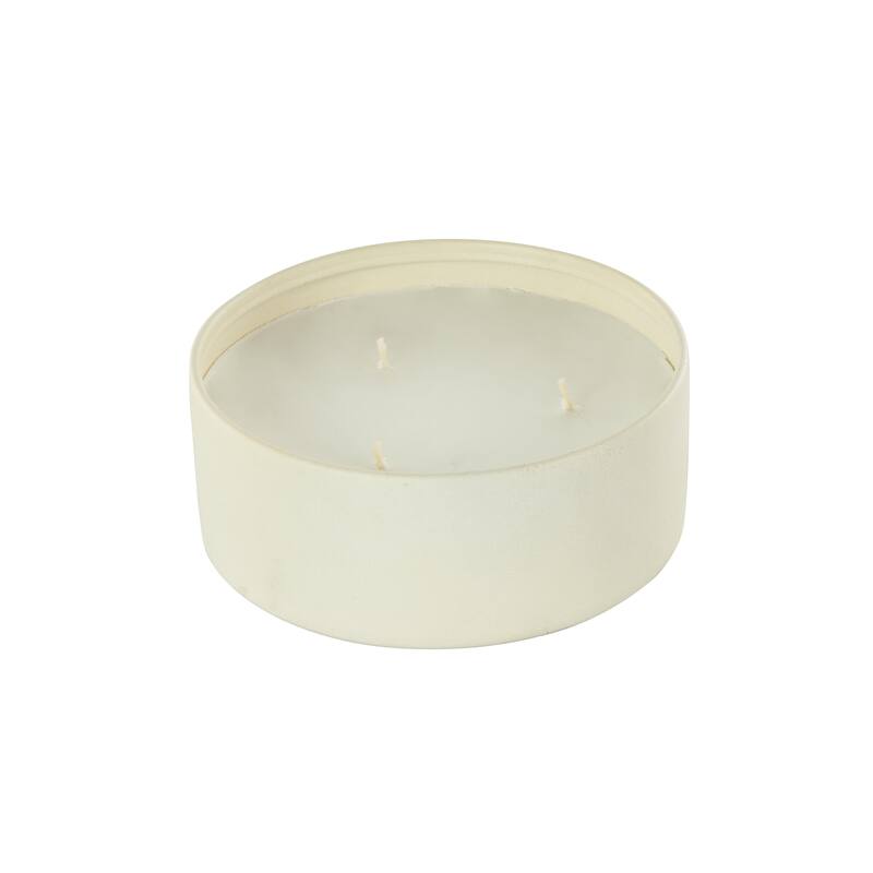 Beige, Black or Cream Metal Scented Textured 22oz 3 Wick Decorative Candle with White Wax