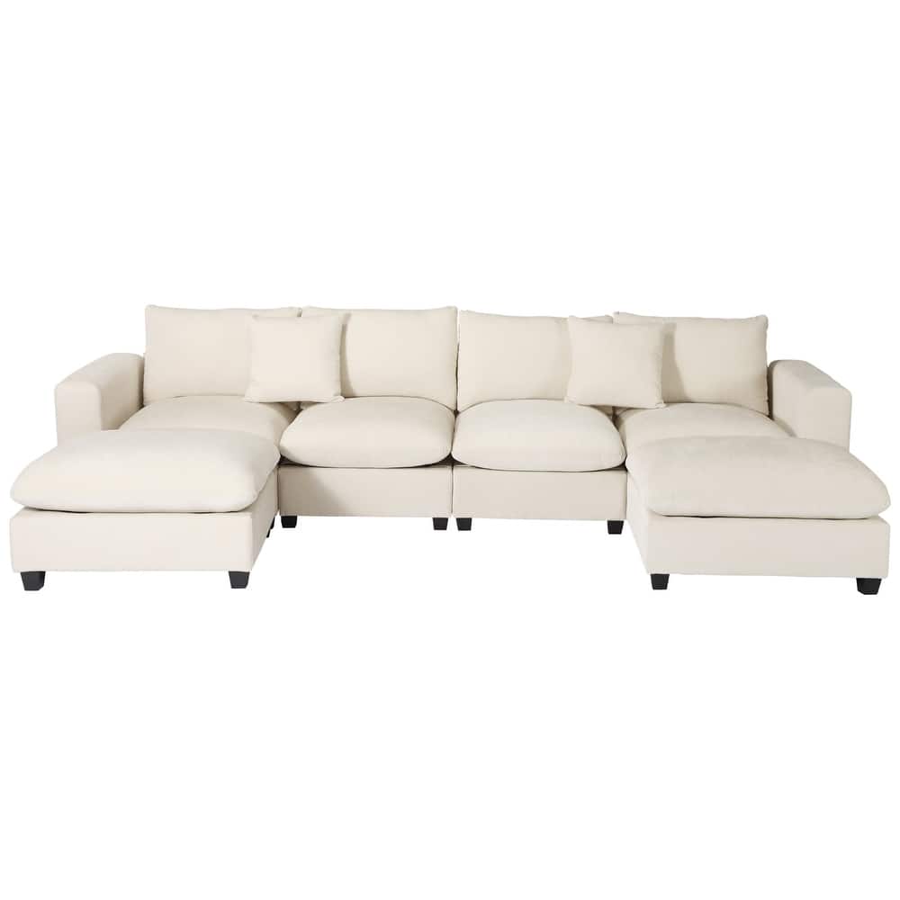 Lucca 6-Piece Chenille Upholstered Modular Sectional with USB Port