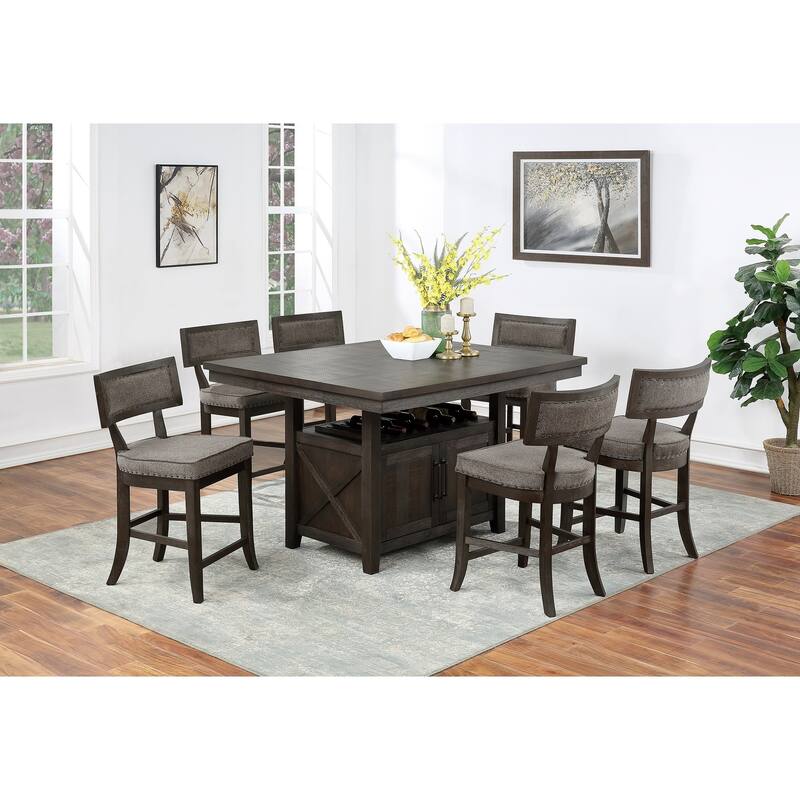 Dining Room Furniture Counter Height Dining Table w Butterfly Leaf Rustic Espresso Table w Storage Base 1pc Dining Table