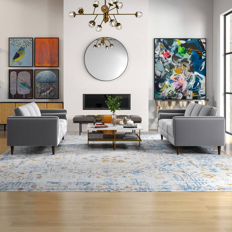 Fatih Mid Century Velvet Sofa Set