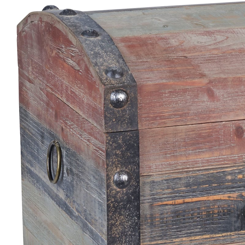 Household Essentials Wooden Storage Trunk with Hinged Lid and Metal Accents, Paint Finish - Multi - 16.3"L x 29.0"W x 18.3"H