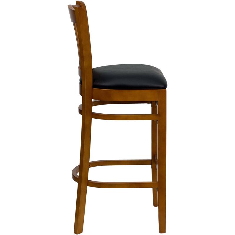 2Pk Vertical Slat Back Wood Restaurant Barstool - Hospitality Seating