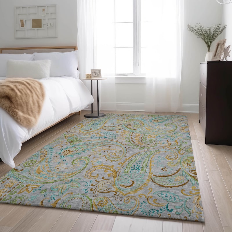Premium Washable Super Soft Traditional Paisley Mayfield Rug - Gray - 10' x 14' - Rectangle