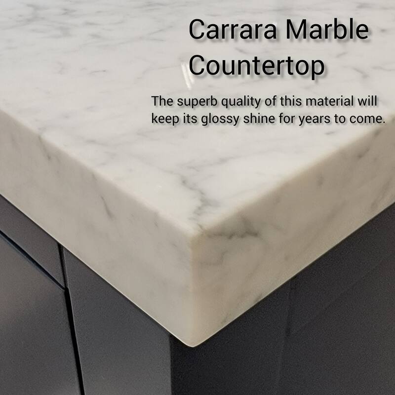 Castor Bath Vanity with Carrara Marble Top, Sink, Mirror and Faucet
