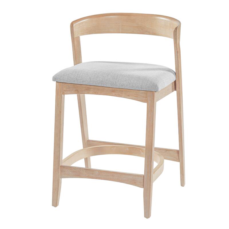 Christopher Knight Home - Mid-Century Upholstered Wooden Counter Stools - 27" Seat Height Bar Stools with Back, Set of 2