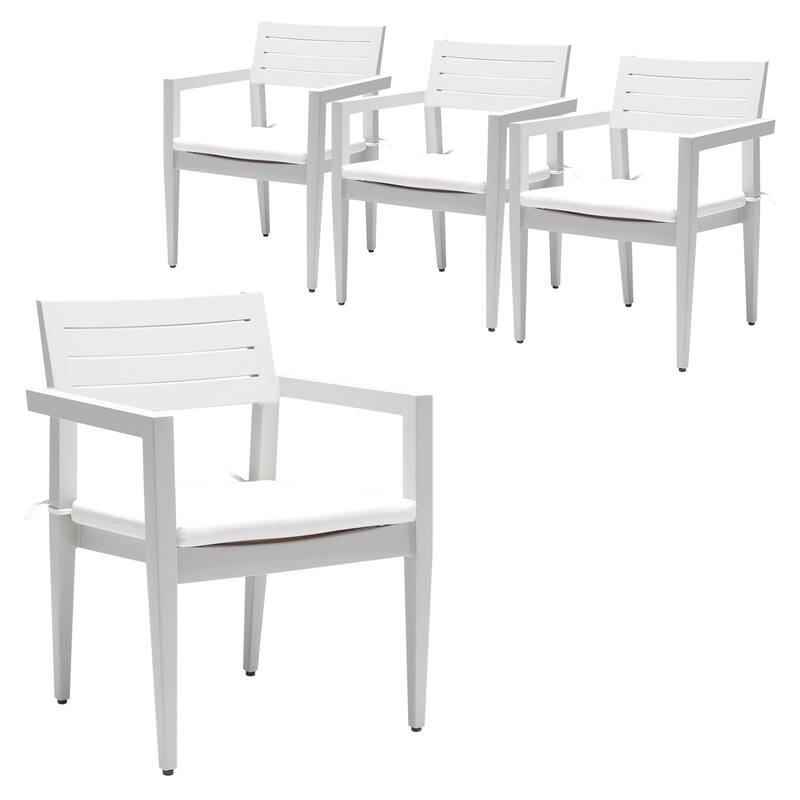 4-Piece Grayish Modern Aluminum Patio Dining Chairs with Sunbrella Cushions, Stackable and Rust-Free