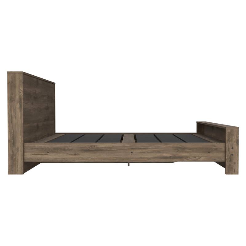 Full Size Engineered Wood Panel Bed Base with Headboard (440 lb Capacity)