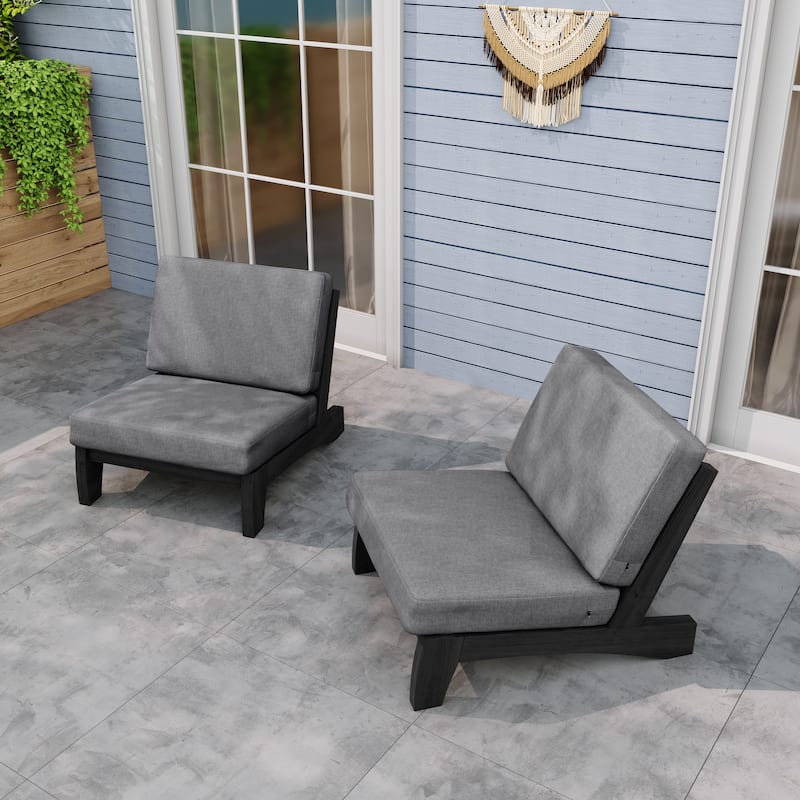 Outdoor Wood Club Chairs Set Loveseat with Cushion