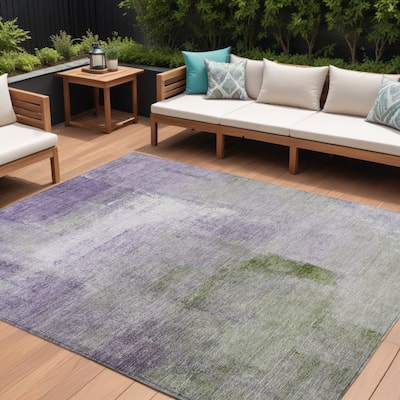 HomeRoots Abstract Transitional Rectangle Outdoor Rug