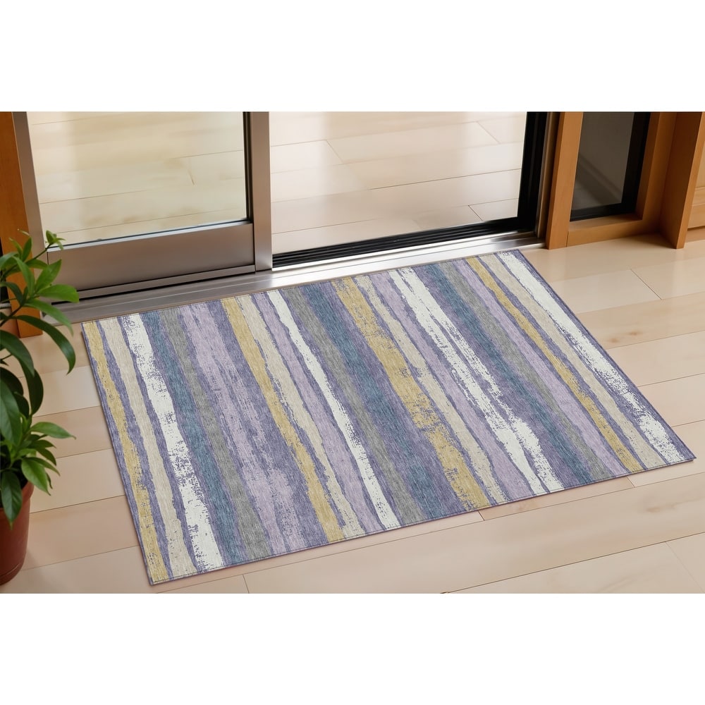 HomeRoots Striped Transitional Rectangle Outdoor Rug