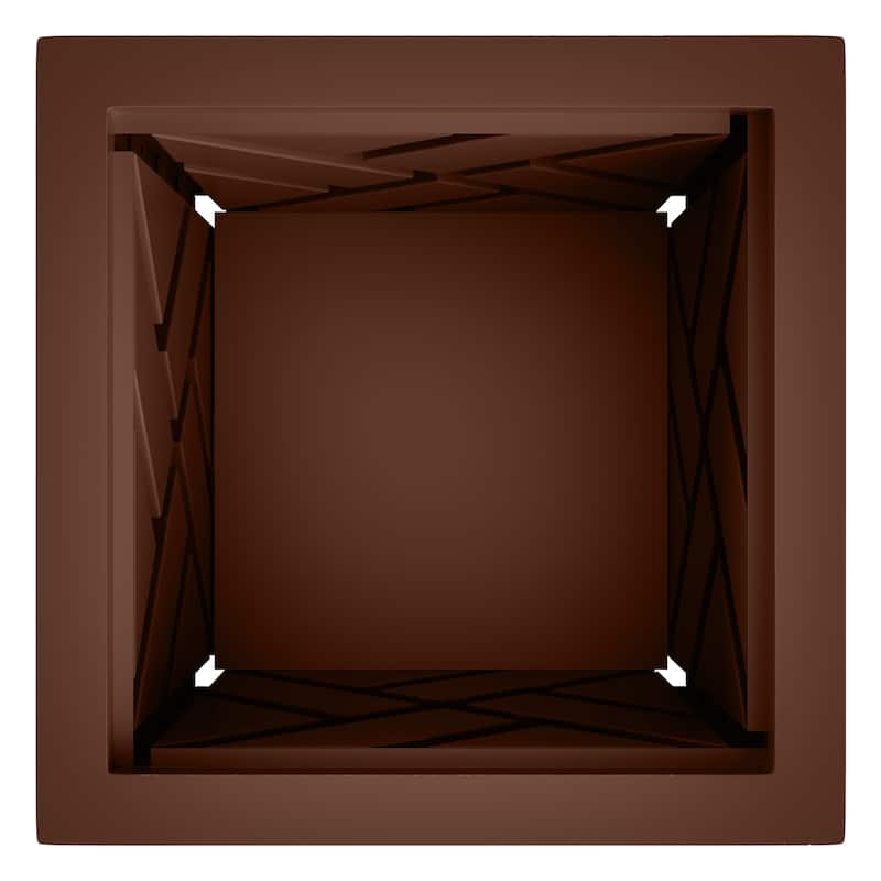 Lattice Design Planter Box - 15.5-Inch-Square Decorative Outdoor Flower or Plant Pot by Pure Garden (Brown)