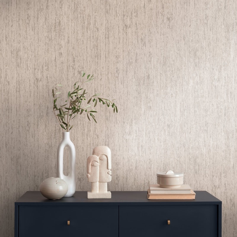 Galerie Wallcoverings Woods and Wicker Collection Tree Bark Effect Metallic Finish Vinyl on Non-woven Wallpaper Roll