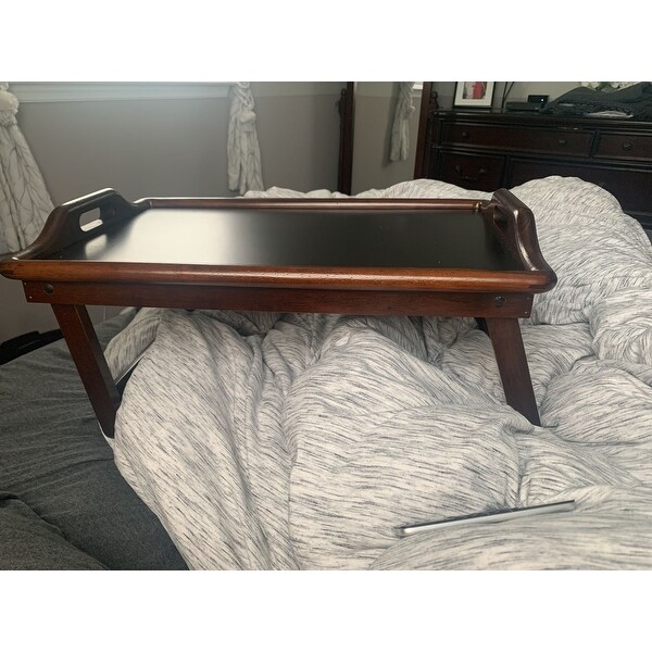 Winsome Wood 94122 Reena Breakfast Tray Walnut//Black Finish with Handle