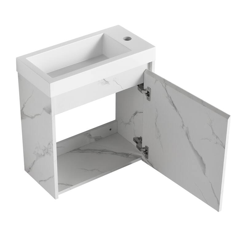 20" Floating Bathroom Vanity with Sink, Mini Wall Mounted Bathroom Vanity with Soft Close Door