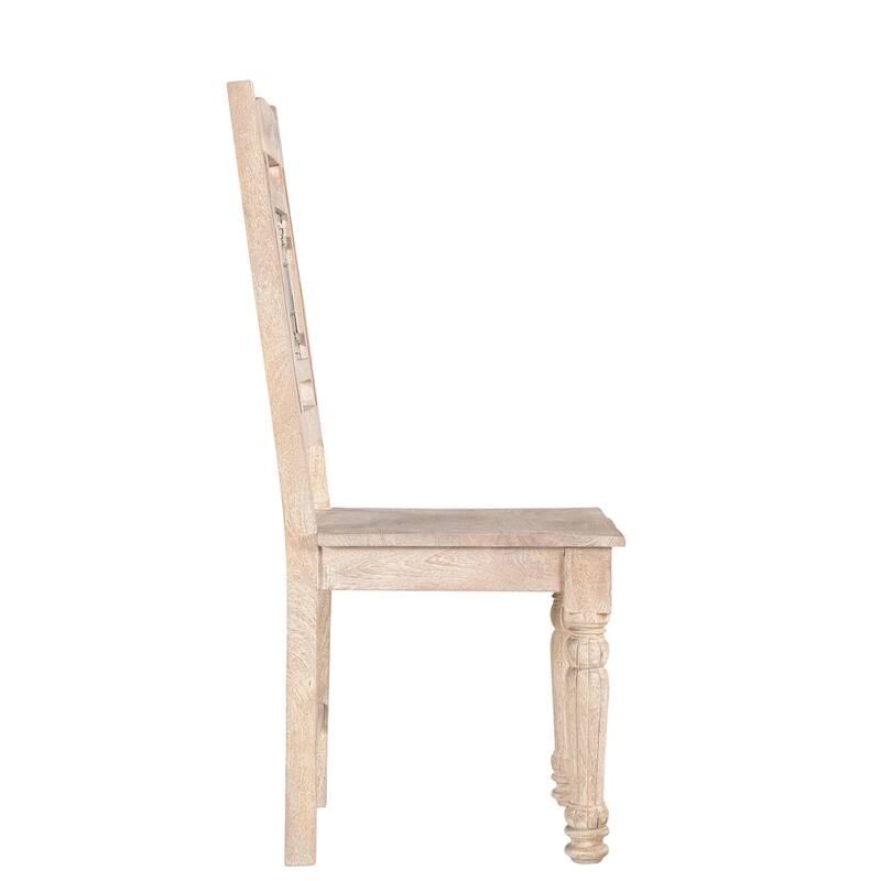 HomeRoots Set of Two White Wood Slat Back Dining Side Chairs - 18' X '42' X '18