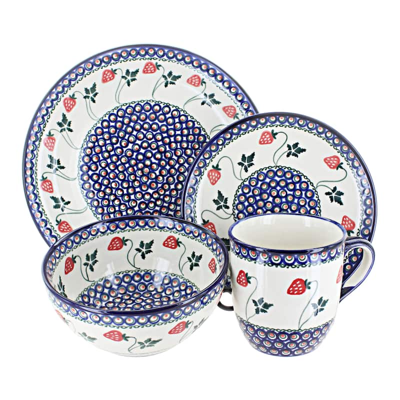Blue Rose Polish Pottery 1000 Millena 4 Piece Place Setting