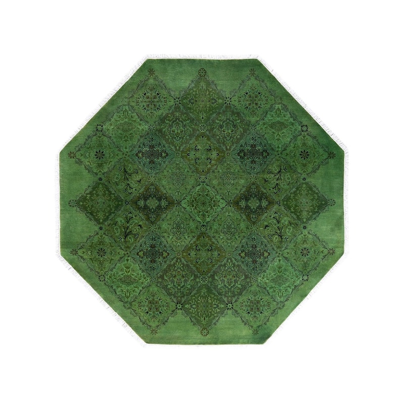 Contemporary Overdyed Wool Hand Knotted Octagon Area Rug - 6' 1" x 6' 1"