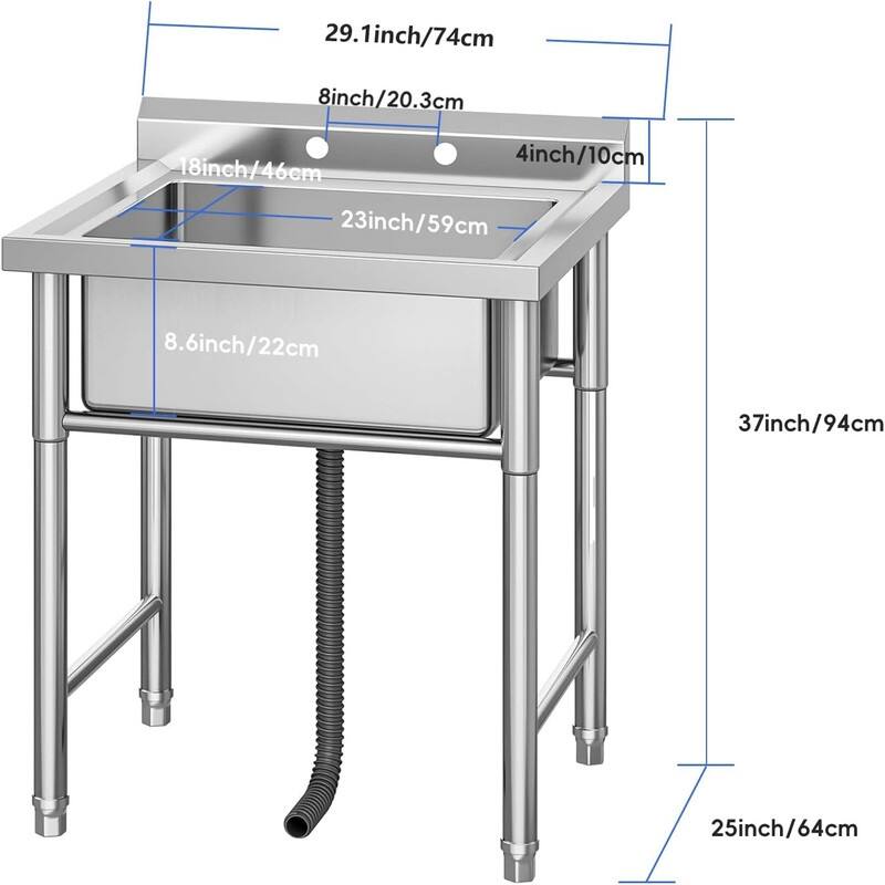 Stainless Steel Freestanding Kitchen Utility Sink