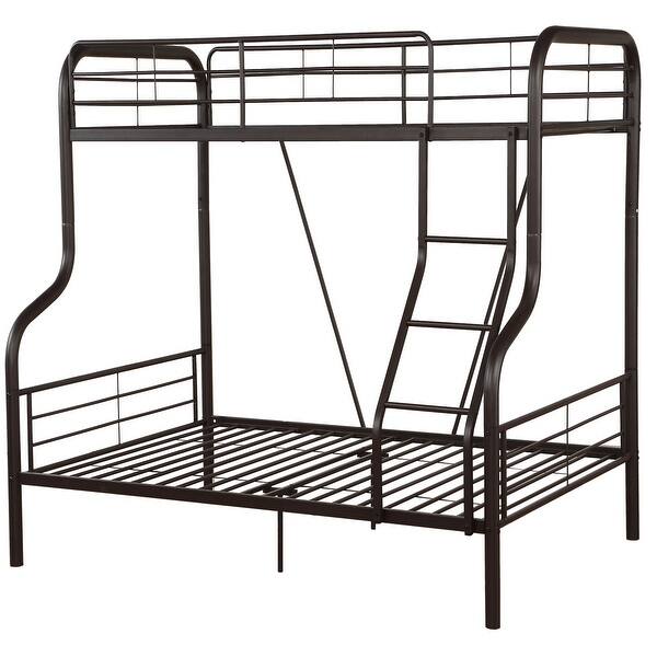 slide 2 of 6, Minimalist Design Black Twin Over Full Bunk Bed with Built-in Ladder,Multifunctional Bunk Bed Black