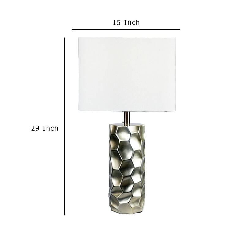 Limy 2pc Table Lamp Set, White Shade, Silver Resin Base, 29 Inch