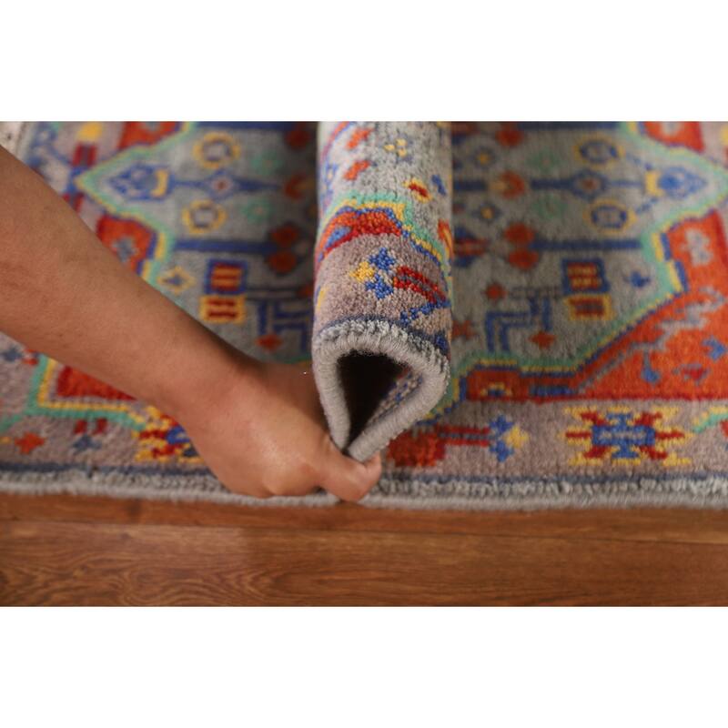 Geometric Kazak Oriental Area Rug Handmade Wool Carpet - 2'0"x 3'0"