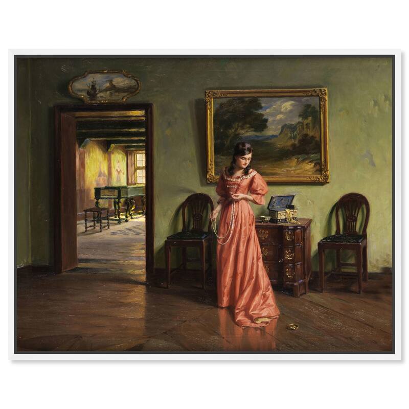 Woman and the Necklace Canvas by Art Remedy - White - 24" x 20"