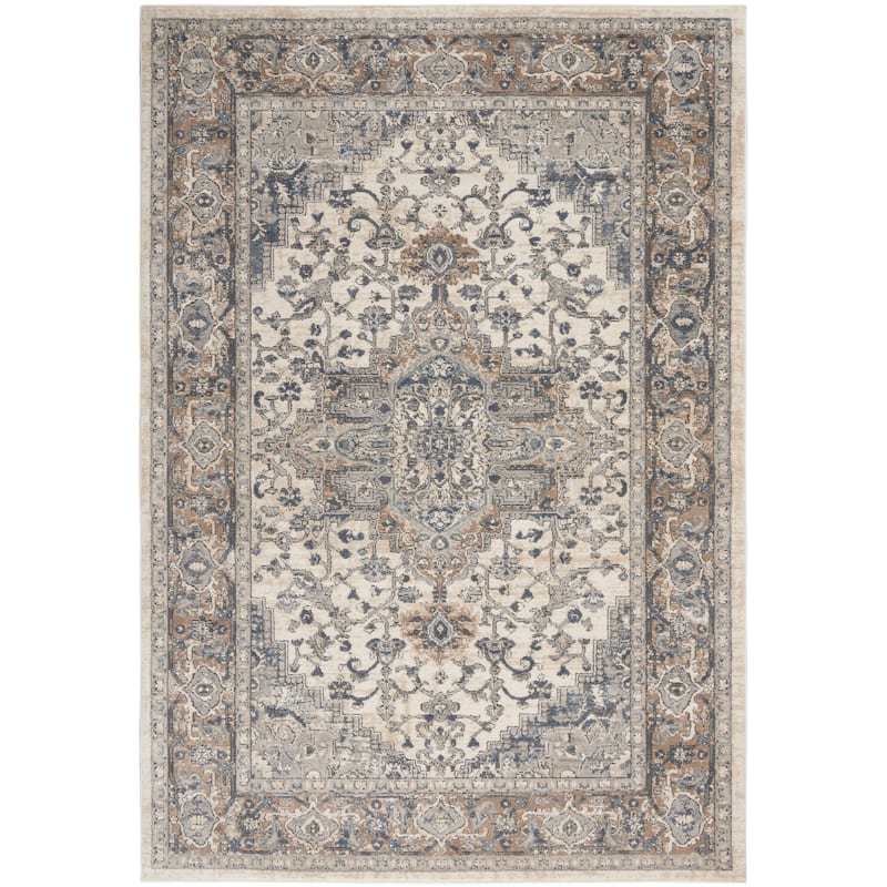 Nourison Concerto Classic Persian Medallion Area Rug. - 5' 3" x 7' 3" - Ivory/Gray