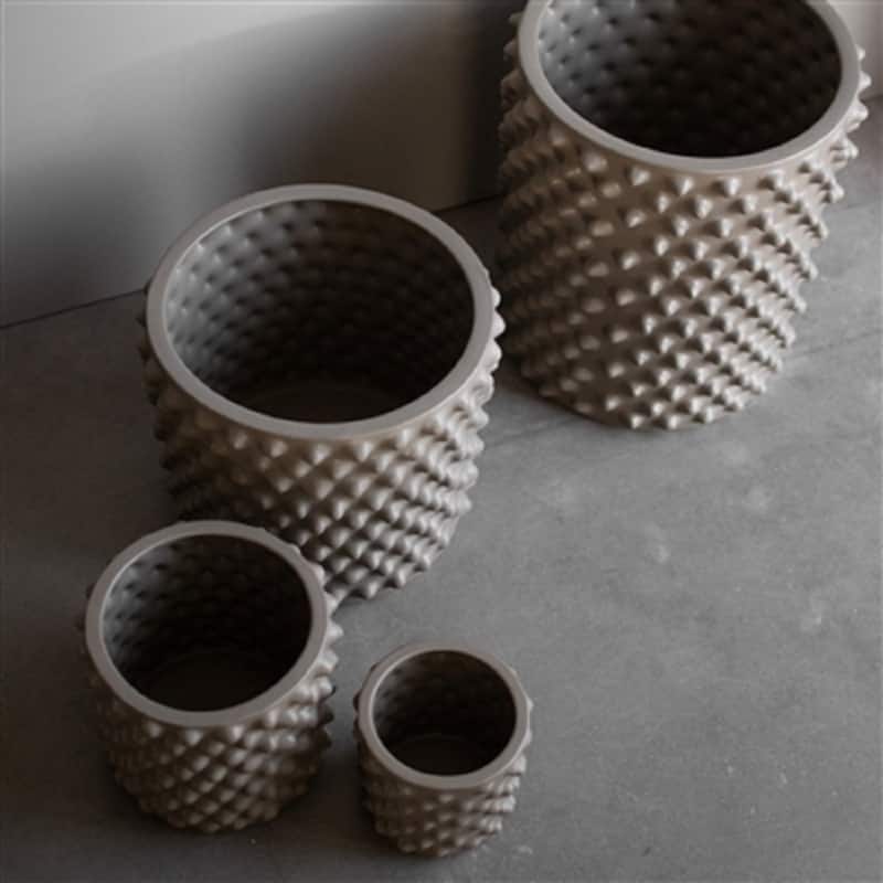 Round Ceramic Flower Pot - 6" - Gray