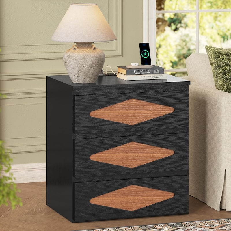 Dresser for Bedroom Chest of Deep Drawers Storage Dressers Organizer - 3-drawer