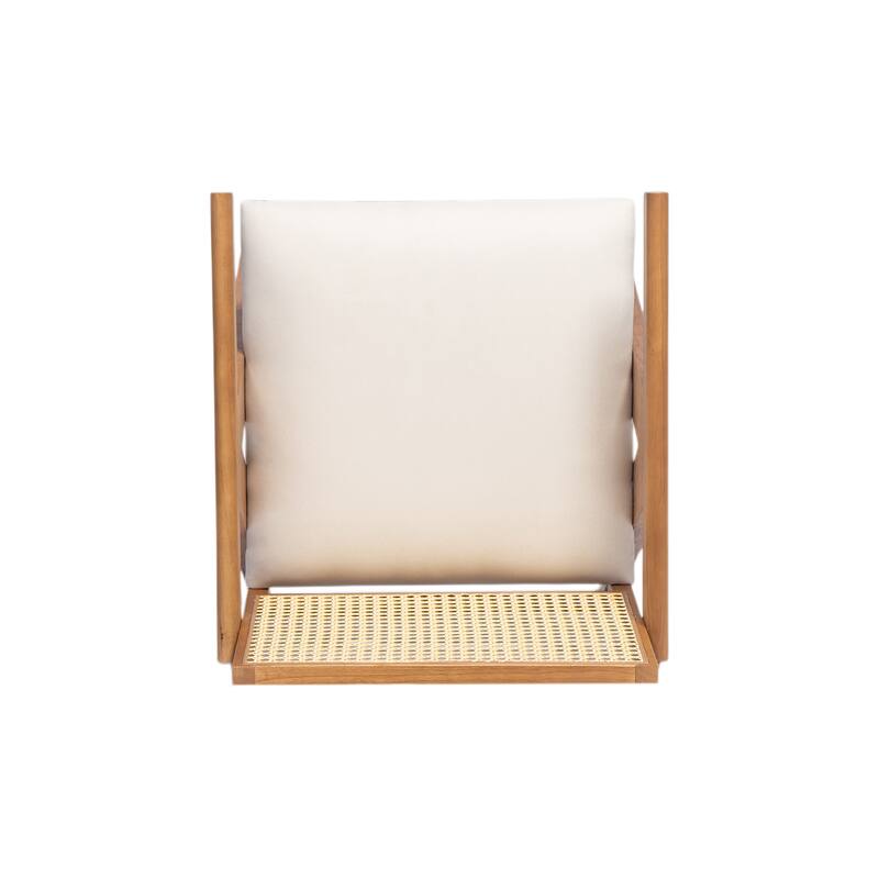 Roomfitters Modern Woven Cane Back Bar Stool with Upholstered Seat, Rubberwood Frame, Set of 2