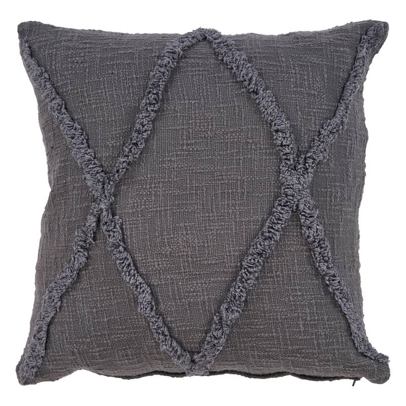 Solid Decorative Diamond Tufted Cotton Throw Pillow