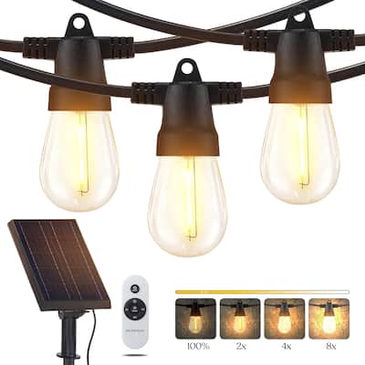 Brightech Ambience Pro 15-Light 48 ft. 4-Watt Indoor/Outdoor Solar Powered LED 3000K Soft White Edison Style String -Light