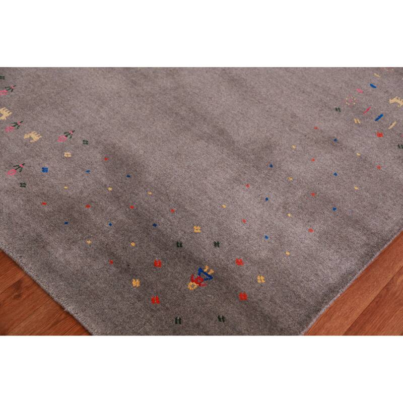 Tribal Gabbeh Indian Area Rug Hand-Knotted Bedroom Wool Carpet - 8'5" x 9'9"