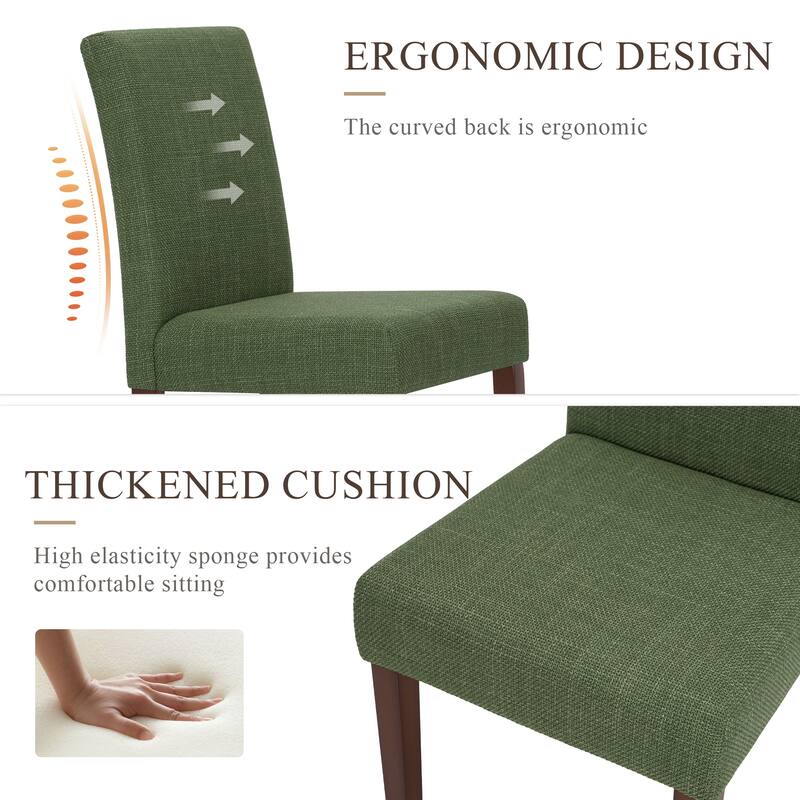 Set of 2 Modern Fabric Dining Chairs, Beige Upholstered Side Chairs with Wood Legs for Farmhouse