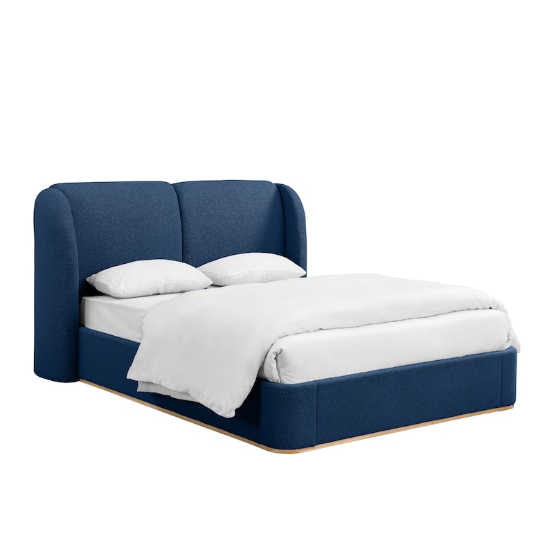Christopher Knight Home - Valerian Boucle Upholstered Platform Bed with Double-Pillow Headboard