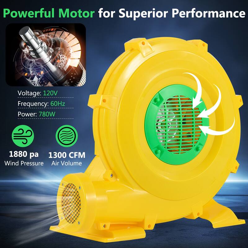 480W Bounce House Blower with Handle and Ground Stakes