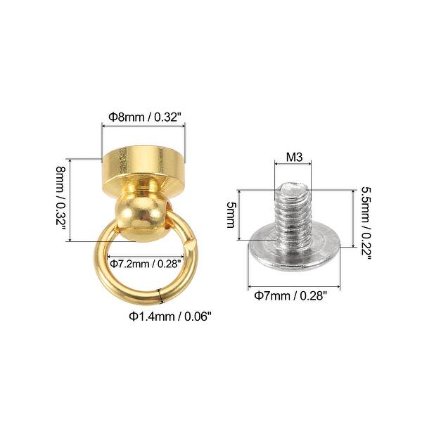 8x8mm Pull Ring Rivets Studs Round Head for DIY Brass Gold Tone 20pcs ...