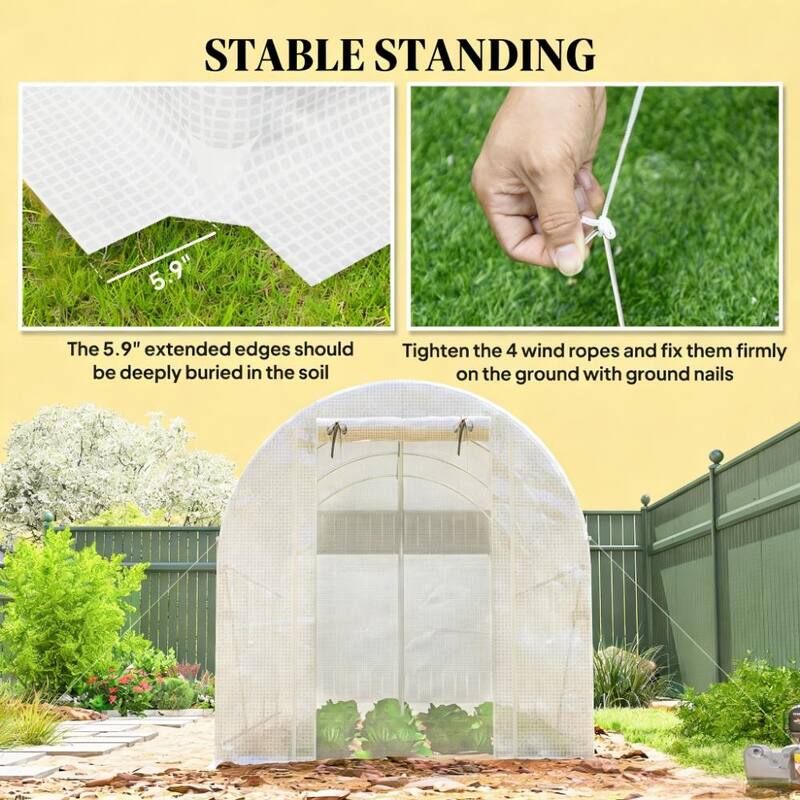 GDFStudio Outdoor Veyra Walk-In Greenhouse with PE Cover and Reinforced Frame