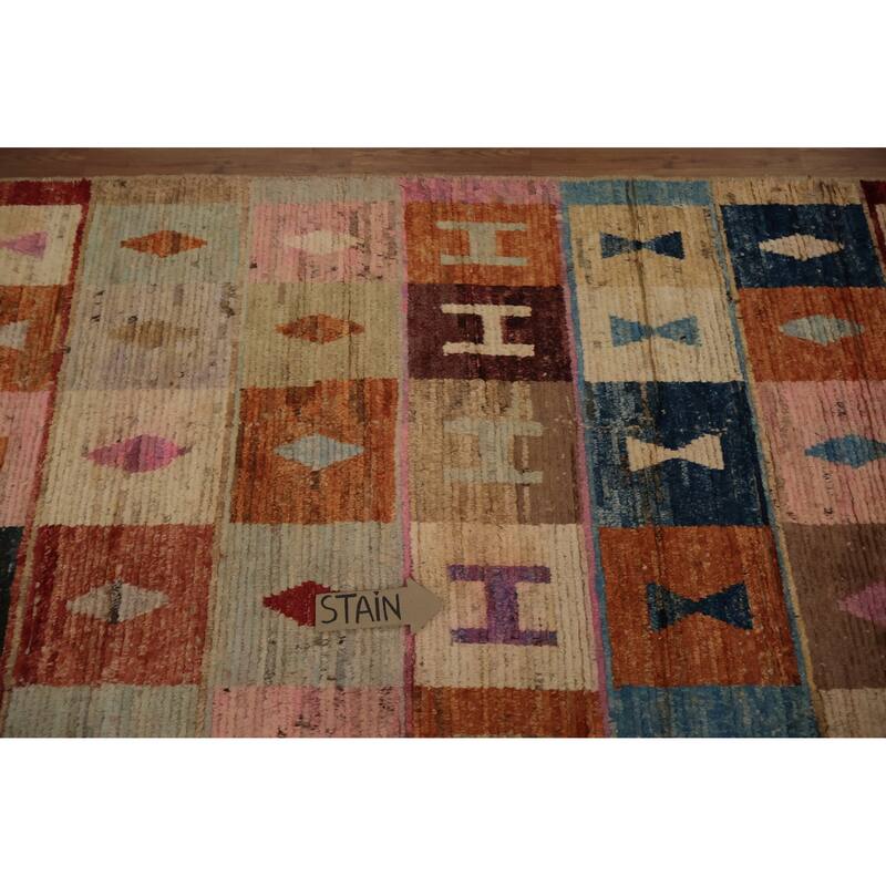 Hand Knotted Oriental 100% Wool Carpet Modern All-Over Multi-Colored Moroccan Area Rug - 17' 5'' X 12' 4''