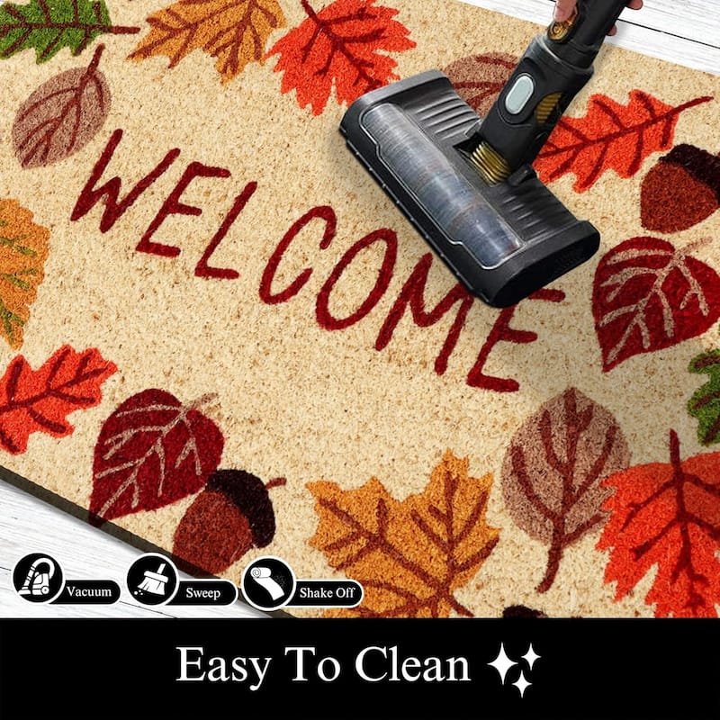 A1HC Natural Coco Coir Door Mat with Heavy Duty Non-Slip PVC Backing - 18" x 30" - Easy to Clean