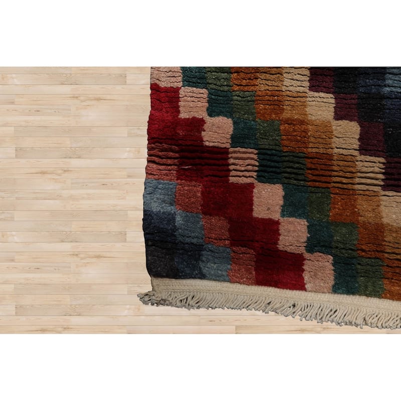 Hand Knotted Designer Red Tibetan 100% Wool Modern Oriental Area Rug - 2' 9'' x 12' 2''