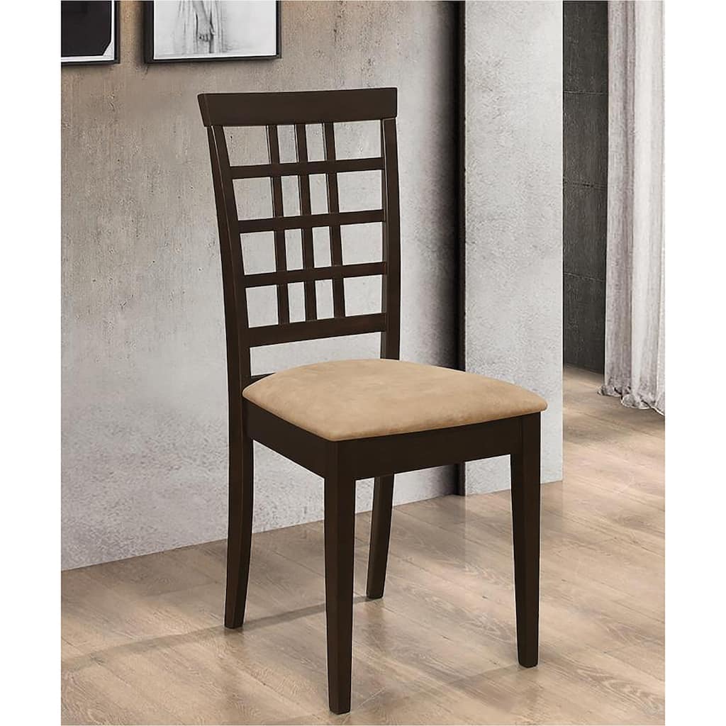 Lattice Back Side Chair,Dining Chair with Wooden Legs(Set of 2)