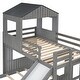 preview thumbnail 14 of 14, Playhouse Twin Over Full Wooden Bunk Bed, Farmhouse Safety Guardrail Bed with Ladder and Slide