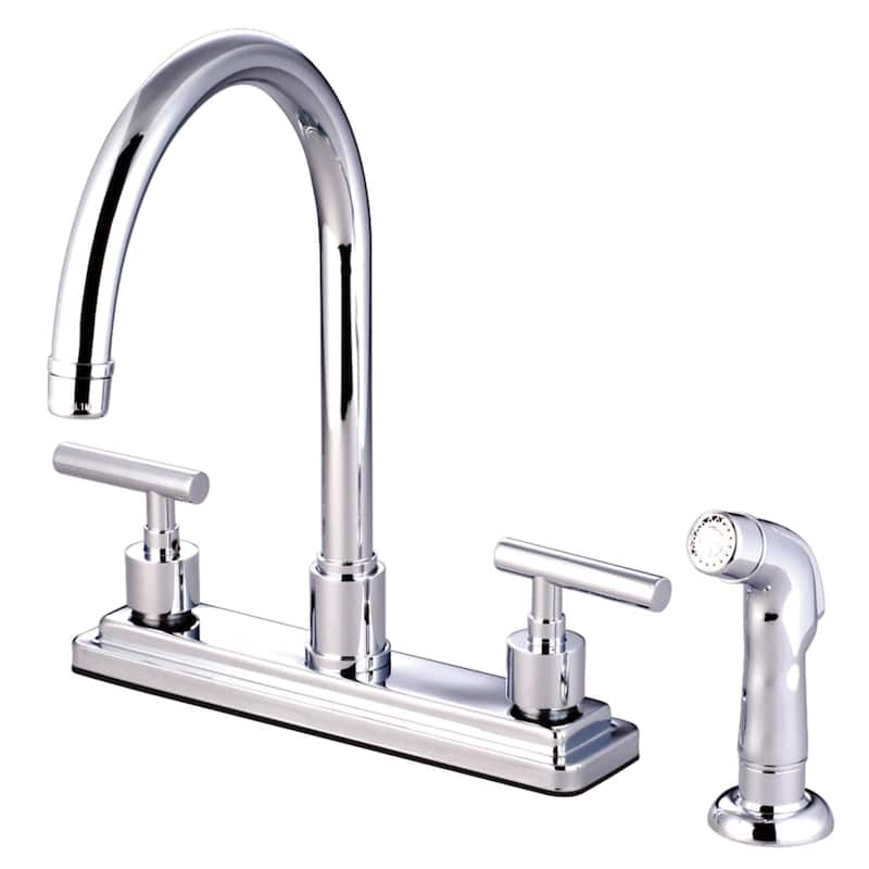 Kingston Brass Manhattan Centerset Kitchen Faucet with Deck Plate, - Polished Chrome