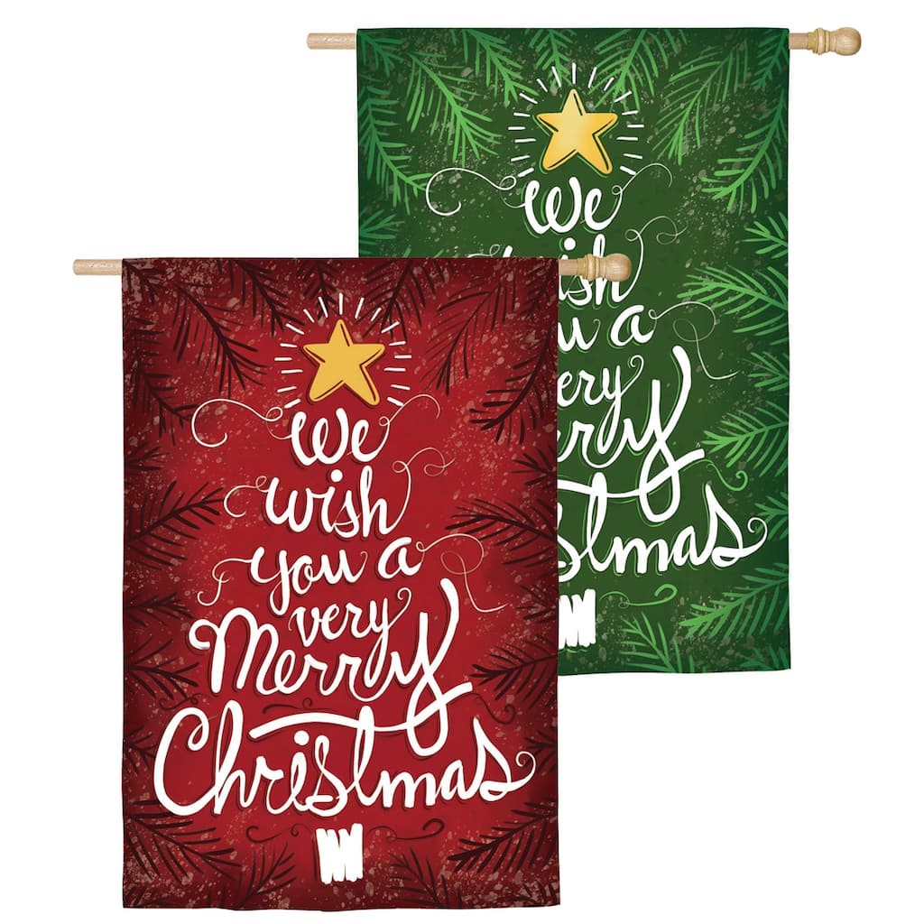 We Wish You a Merry Christmas Lustre Reversible House Flag - Multi - Color