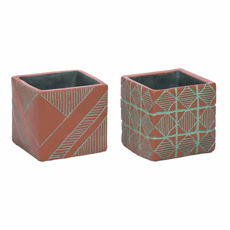 Transpac Small Cement Sienna Dream Planter Set of 2 Spring Home Decorations