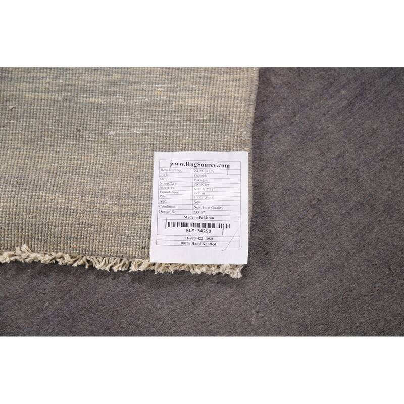 Gray Blue Gabbeh Oriental Runner Rug Handmade Wool Carpet - 2'11"x 6'8"