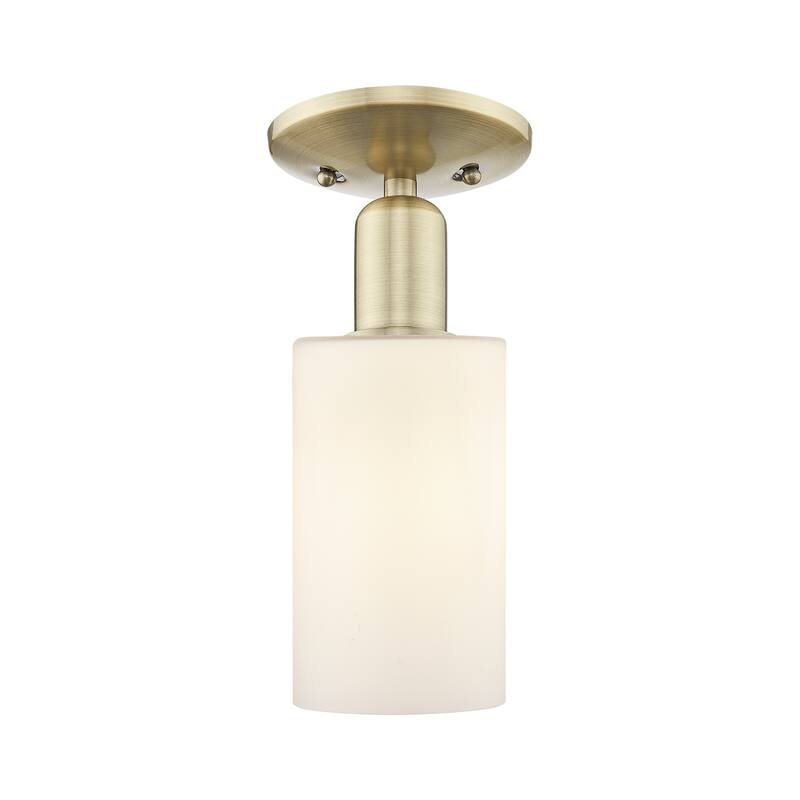 Innovations Lighting Endless Possibilities Arcadia - Clymer - 1 Light 4" Semi-Flush Mount - Antique Brass/Matte White