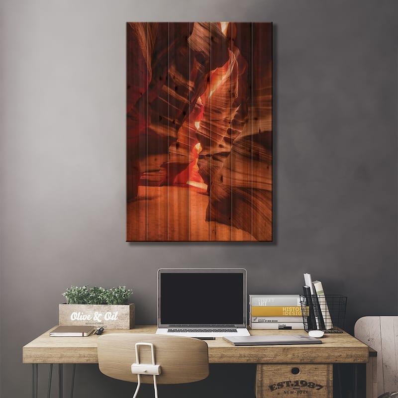Antelope Canyon Print On Wood by Paul Rommer - Multi-Color